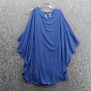 Chicos Flowy Handkerchief Dress Size 0 US 4 Blue Womens Batwing Cape‎